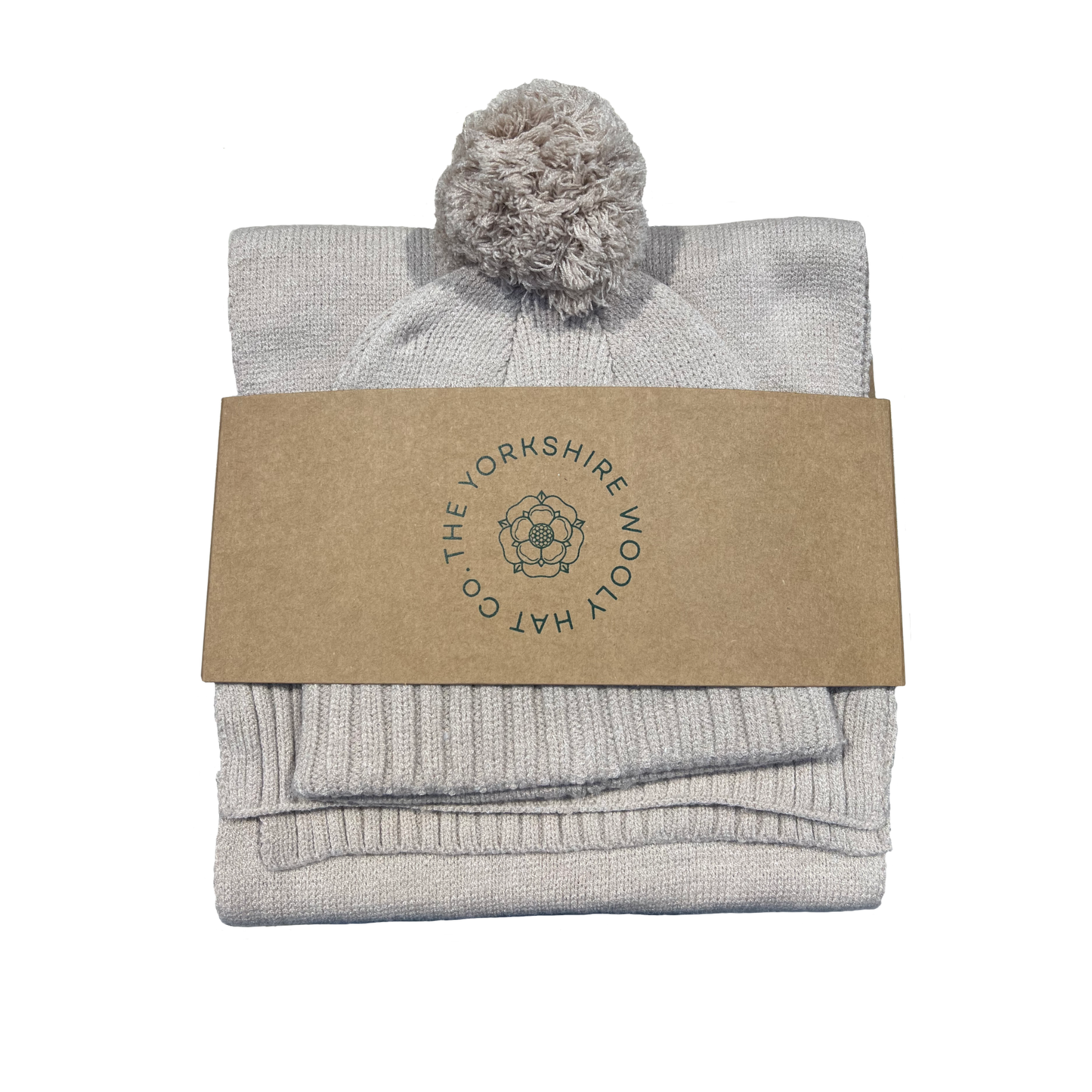 Knitted Scarf and Beanie Gift Set in Oatmeal