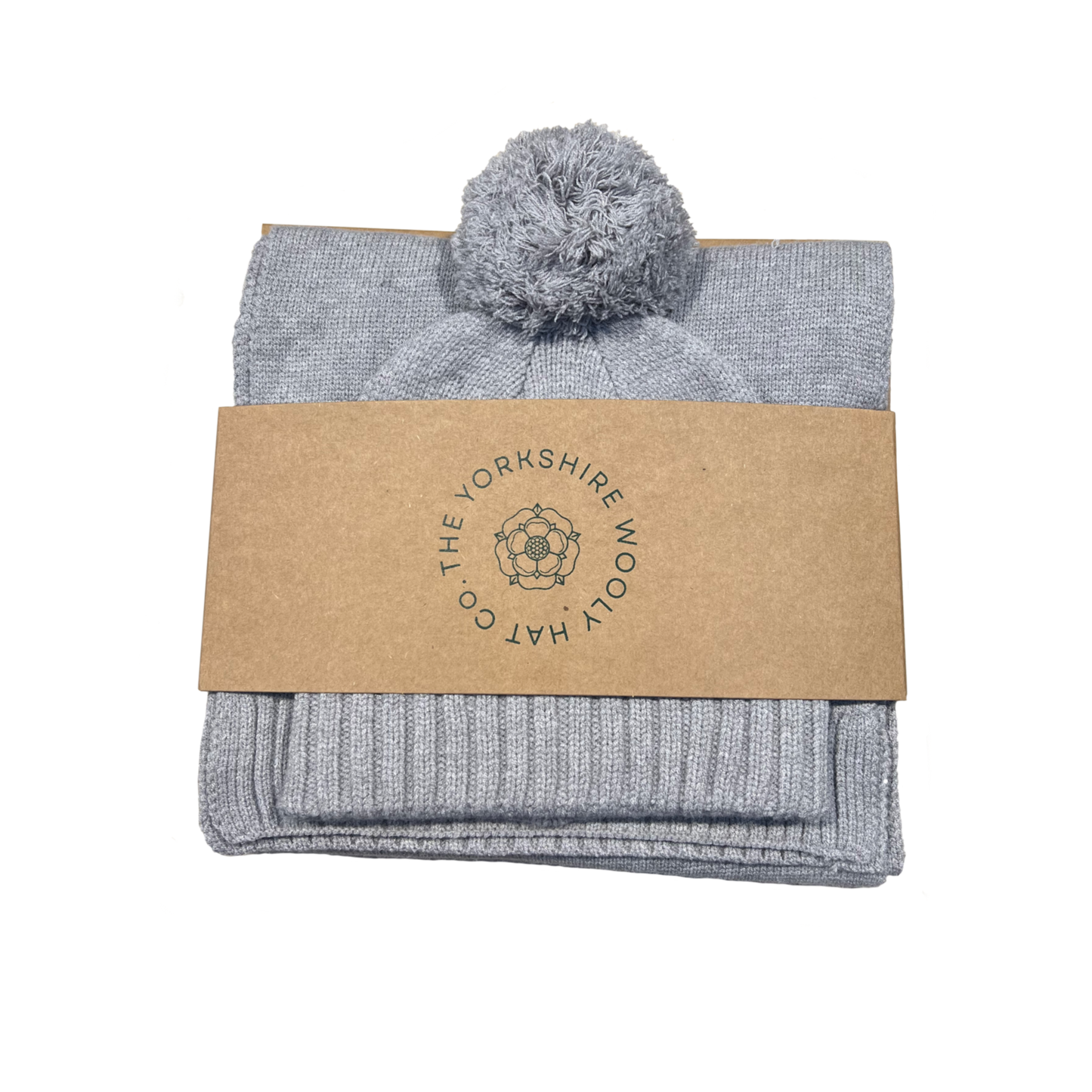 Knitted Scarf and Beanie Gift Set in Heather Grey